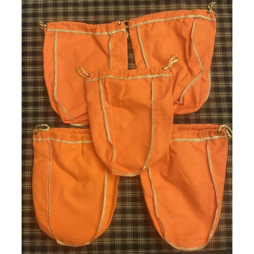Crown Royal Orange Drawstring Bags Lot Of‎ 5 Cloth Pouch Sack Set Liquor Whiskey
